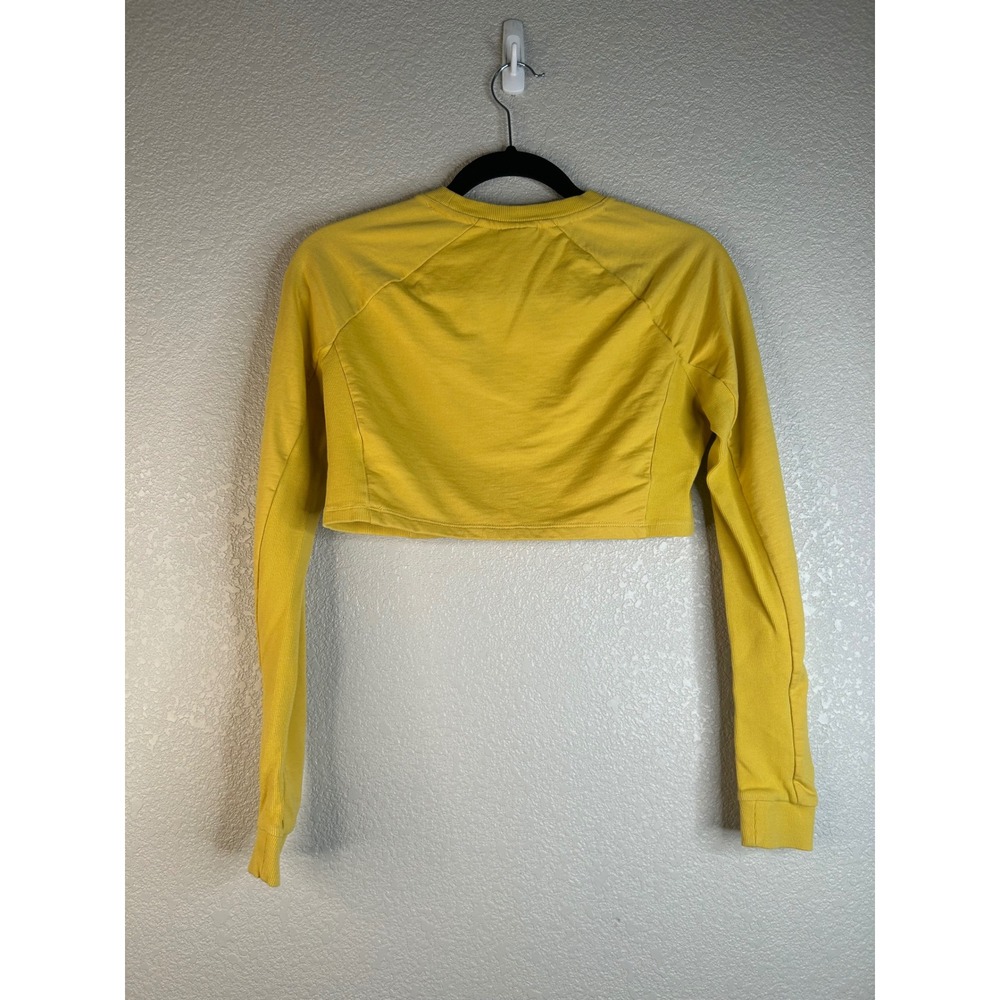 Gymshark Women's Yellow Logo Cropped Long Sleeve Sweatshirt Size XS - Picture 4 of 6